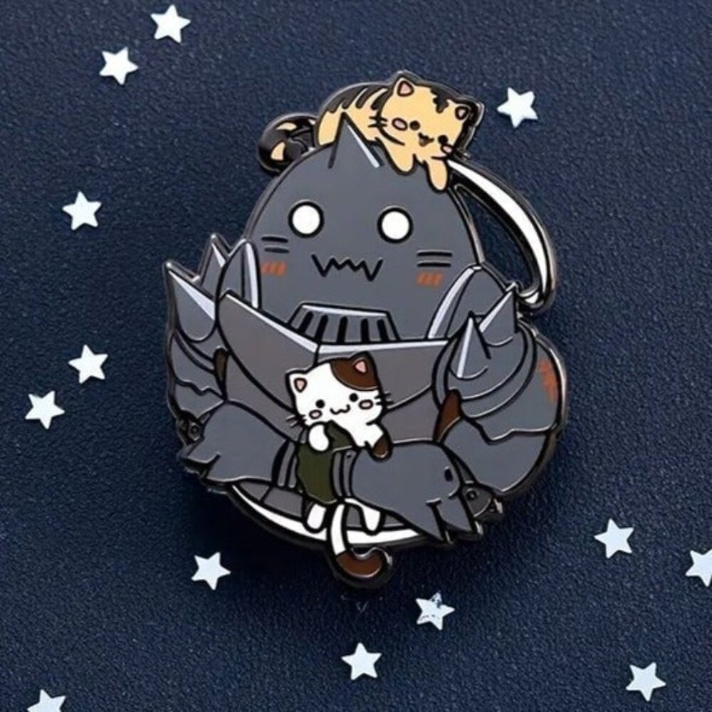 Alphonse Elric with Kittens Enamel Pin - Fullmetal Alchemist Collectible - Picture 2 of 6